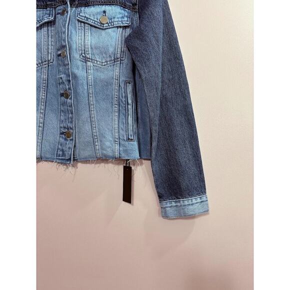 Blanc NYC Two Tone Cropped Demin Jacket Size Small NWT - Picture 3 of 5